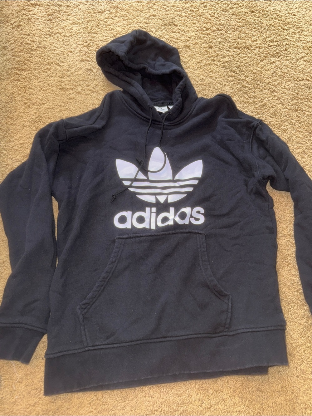 adidas Black Hoodie with White Trefoil Logo